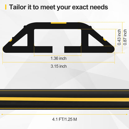 Floor Cord Cover 4.1Ft Heavy Duty PVC Floor Cable Protector Electric Cord Hider Cable Management Floor Strip Extension Cord Covers Cable Raceway for Wires on Floor Inner Channel 1.36" W x 0.43" H