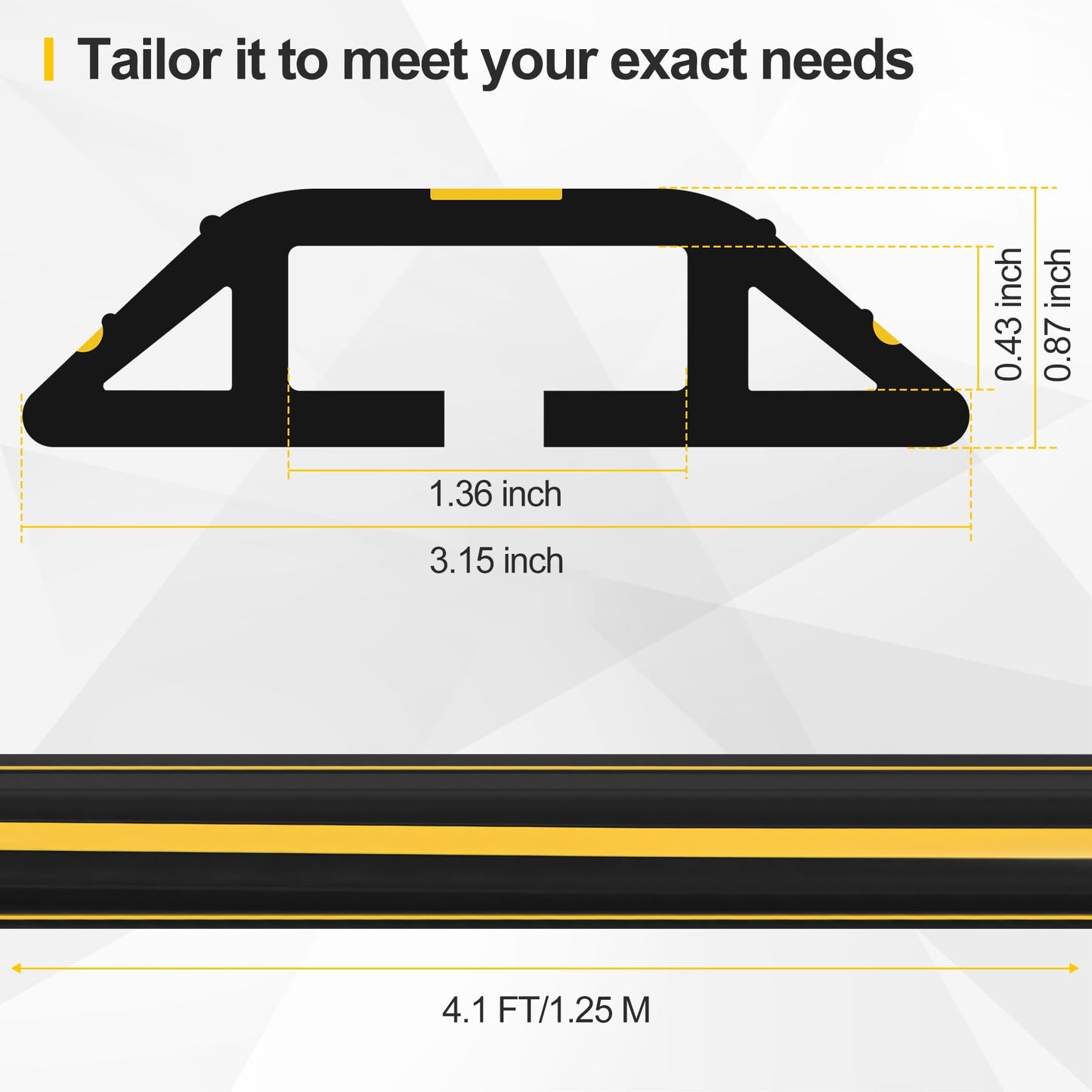 Floor Cord Cover 4.1Ft Heavy Duty PVC Floor Cable Protector Electric Cord Hider Cable Management Floor Strip Extension Cord Covers Cable Raceway for Wires on Floor Inner Channel 1.36" W x 0.43" H