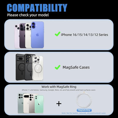 Phone Tripod Stand, Aluminum Alloy Mini Tripod Compatible with Magsafe iPhone 16/15/14/13/12 Series, Foldable Strong Magnetic Phone Stand, Mult-Angle Adjustment Selfie Stick(Grey)