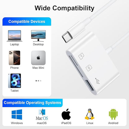 USB C SD Card Reader for iPhone 16 15 Pro Max/Plus,Samsung Galaxy S25 S24FE S23,Google Pixel 9 Pro 8, High Speed Type C to USB Micro SD Memory Card Adapter for Digital Camera iPad MacBook Pro/Air/Mini