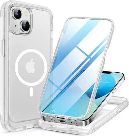 Miracase Magnetic Case for iPhone 13 Mini 5.4 Inch,with MagSafe,Built in Screen Protector,Full Body Protection(Matte Clear)