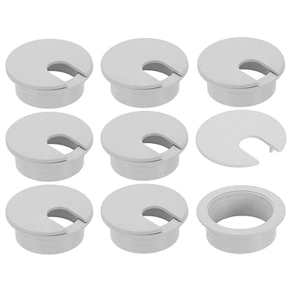uxcell 8 Pcs 35mm (1.38 Inch) Desk Grommet, Plastic Cable Hole Cover, Wire Cord Cable Organizer for Home Office Computer Desk Cabinet, Gray