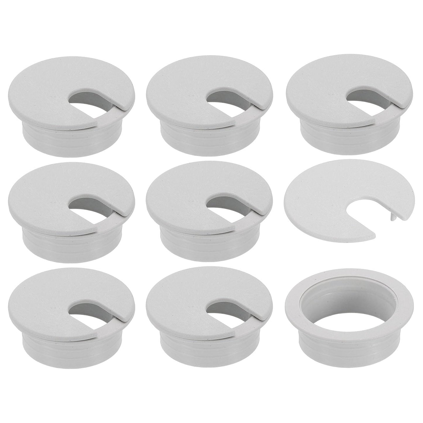 uxcell 8 Pcs 35mm (1.38 Inch) Desk Grommet, Plastic Cable Hole Cover, Wire Cord Cable Organizer for Home Office Computer Desk Cabinet, Gray