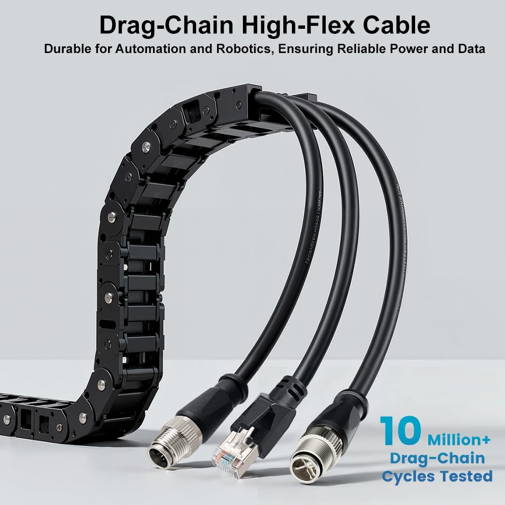 Alvin's Cables M12 8 Pin Male to RJ45 Shielded Ethernet Cable X Coded 8 Position Cat6a Cable for Cognex Industrial Camera 3.2ft/1M