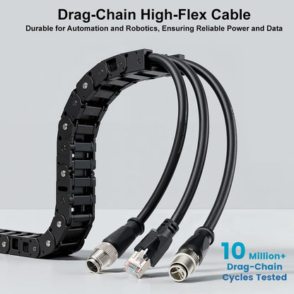Alvin's Cables M12 8 Pin Male to RJ45 Shielded Ethernet Cable X Coded 8 Position Cat6a Cable for Cognex Industrial Camera 3.2ft/1M