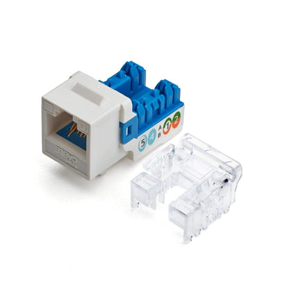 TRUE CABLE Cat6A Unshielded (UTP) Keystone Jack, 90-Degree Punch-Down RJ45 Female Module, PoE++ 4PPoE, UL Listed & TIA Certified, White, 12 Pack