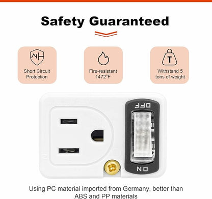 SYCON Adapter Outlet Extender with Night Light, Wall Outlet with Switch on off, Outlet Splitter with 2 Outlets