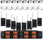 wenwen Wireless Microphone System Pro Audio 8 Channel UHF 8 Lavalier Bodypacks 8 Lapel Mic 8 Headsets for Karaoke System Meeting Church Speaking Conference Wedding Party Frequency B