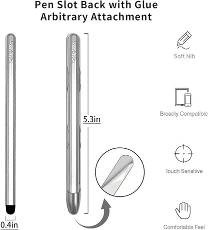 Stylus Pens with Pen Slot for Touch Screens, High Precision Capacitive Universal Stylus for iPad iPhone Tablets Samsung Galaxy All Touch Screen Devices (Silver-Long)