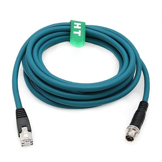 HangTon Ethernet Cable for Cognex in Sight 9000 7000gen2 2000 Microscan Basler Camera Sensor Computer Switch, M12 8 Pin X-Code RJ45 Network, 3M