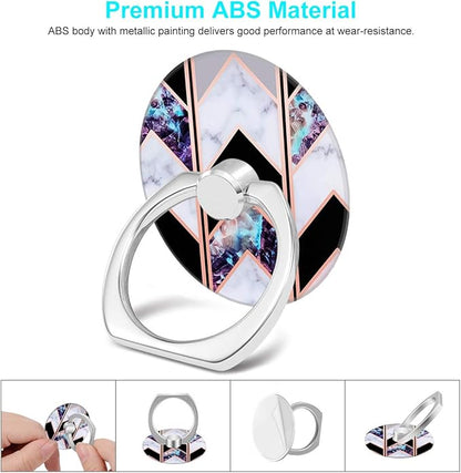Bonoma Phone Ring Grip, 3 Pack Wave Geometric Marble 360 Degree Rotation 180 Degree Flip Finger Ring Stand Holder Compatible with Smartphones and Tablets