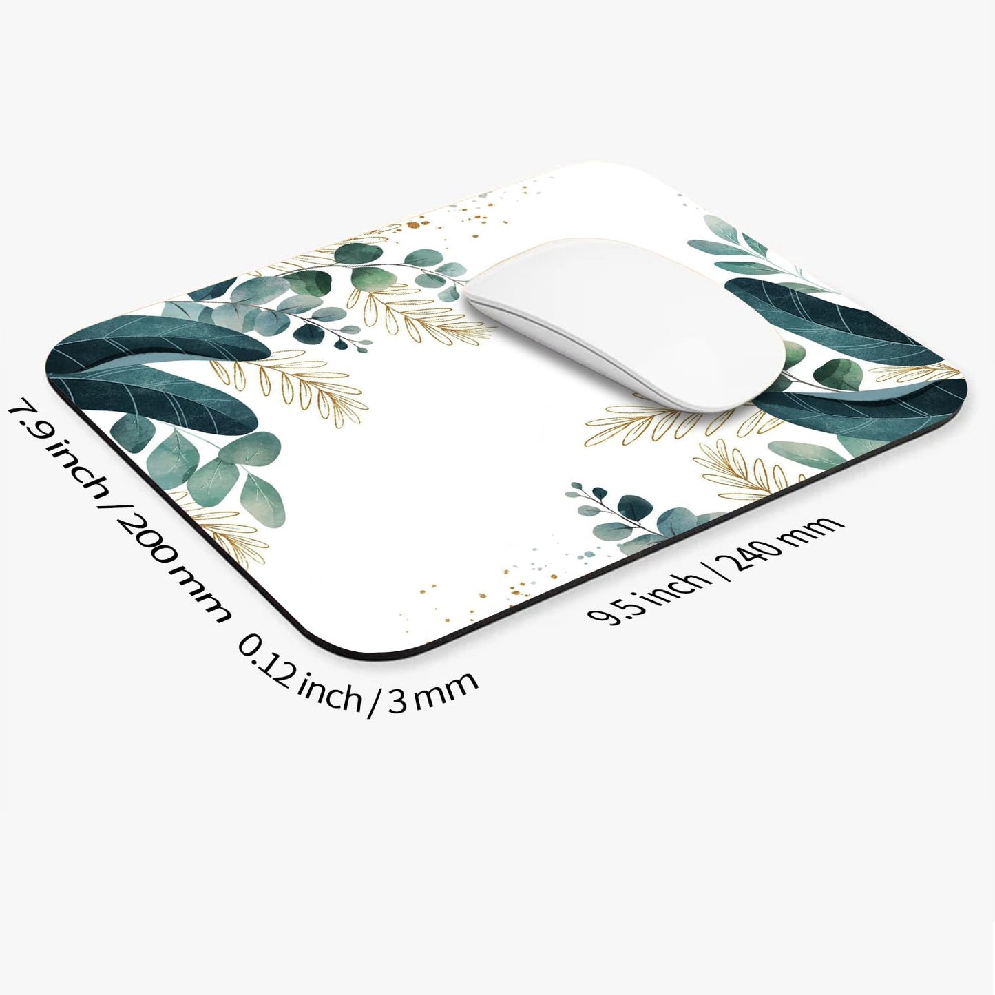 Armanza Square Mouse Pad Green Leaves, Personalized Premium-Textured Custom Mouse Mat Design, Washable Mousepad Cloth, Non-Slip Rubber Base Computer Mouse Pads for Wireless Mouse