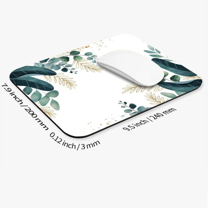 Armanza Square Mouse Pad Green Leaves, Personalized Premium-Textured Custom Mouse Mat Design, Washable Mousepad Cloth, Non-Slip Rubber Base Computer Mouse Pads for Wireless Mouse