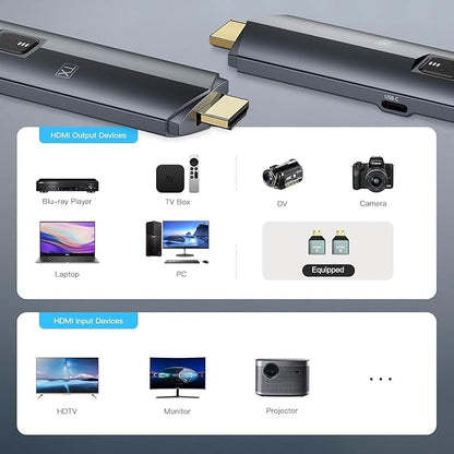 2025 Upgraded Wireless HDMI Transmitter and Receiver 4K, Portable Wireless HDMI Extender Kit 100FT, 2.4G/5G Plug & Play, Streaming from Laptop/PC/TV Box/Camera to Monitor/Projector/HDTV (Black)