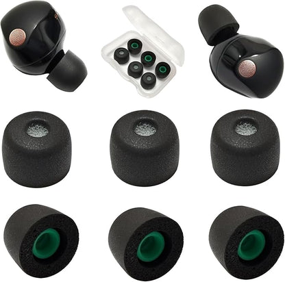 Memory Foam Ear Tips for Sony WF-1000XM5 Earbuds Tips for WF-1000XM5 WF-1000XM4 Earbuds Case, 3 Pairs Medium Black