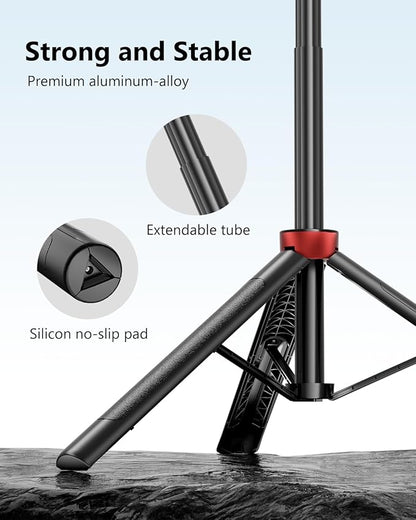 Aureday 72" Phone Tripod and Selfie Stick, Cell Phone Tripod Stand with Wireless Remote & Extendable Phone Mount for Travel/Selfie/Recording/Vlogging, Compatible with iPhone/Android/Camera