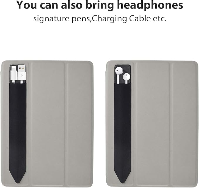 Doormoon Pencil Holder for iPad 2018 (6th Gen)/ iPad Air 9.7 / Pro 10.5" 12.9", Detachable Elastic Apple Pencil 2nd Gen Leather Sleeve Pocket Pouch (Black x 2)