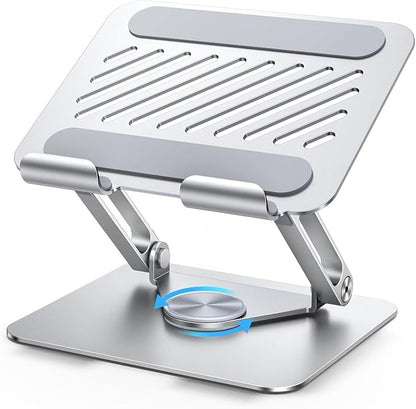 UGREEN Tablet Stand Holder for Desk with 360° Rotating Base Aluminum Dual Rod Support Adjustable Home Office Accessories Compatible with iPad Pro 13 12 11 Air Mini 5 4 3 Phone E-Reader Silver