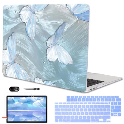 LCMOCICO Compatible with 2021 2020 MacBook Air 13 inch Case M1 A2337 A2179 A1932 2018 2019 Release, Pattern Plastic Hard Shell Case & Keyboard Cover for Mac Air 13.3 Touch ID, Tin Foil Butterfly