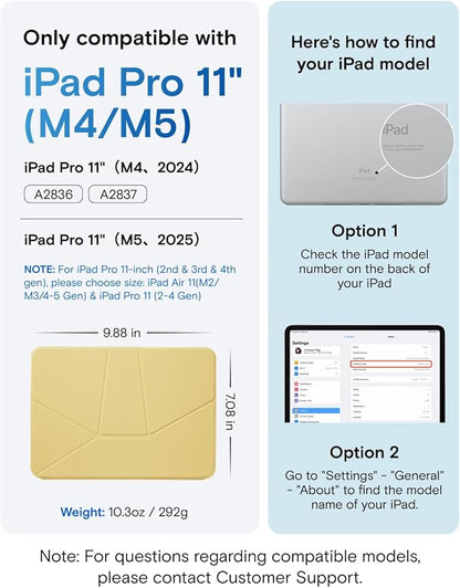 MOFT Dynamic Folio Case for iPad Pro 11- inch (M5 2025 / M4 2024), Silm Magnetic Stand Case with 20+ Viewing Angles, Auto Wake/Sleep, Ultra Thin, Panna Cotta x Faded Jeans