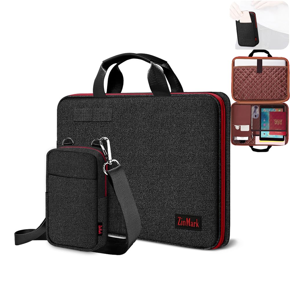 ZINMARK Laptop Case 15.6 Inch Briefcase Military-Grade Protection with Detachable Belt Bag, Compatible All Model of 15-16 Inch MacBook Pro and Most Popular 15.6 Inch Notebooks Chromebooks (Gray&Blue)