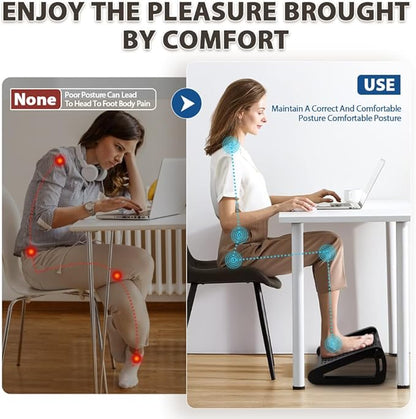 Foot Rest, Six Heights Adjustable Foot Rest for Under Desk at Work, Ergonomic Foots Stool for Under Office Desks, Under Desk Footrest with Foot Massage Roller, Chair Footrest for Leg Rests