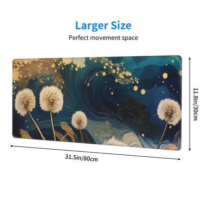 Gaming Mouse Pad, Large Non-Slip Rubber Base Mousepad, Keyboard Mouse Mat, Desk Pad with Stitched Edges, 31.5x11.8inch, Abstract Dandelion
