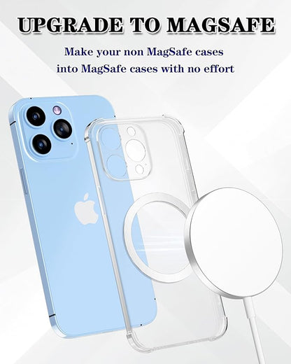 Metal Rings,Ultra-Thin(0.4mm) for MagSafe Sticker,Magnetic Adapter,Phone Cases&Wireless Charger,Compatible with iPhone 16/15/14/13,Galaxy S24/S23/S22/Kindle (3Black & 3White & 3Silver)