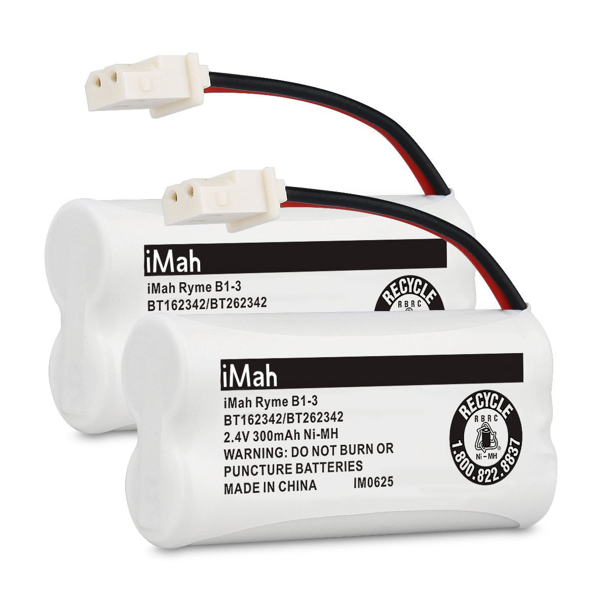 iMah BT162342 BT262342 Cordless Phone Batteries Compatible with BT183342 BT283342 BT166342 BT266342 VTech CS6114 CS6419 CS6719 AT&T EL52300 CL80111 Handset Telephone (Pack of 2)