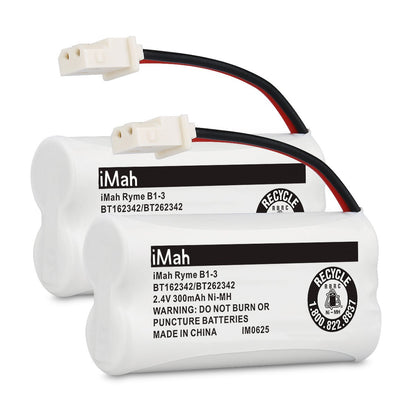 iMah BT162342 BT262342 Cordless Phone Batteries Compatible with BT183342 BT283342 BT166342 BT266342 VTech CS6114 CS6419 CS6719 AT&T EL52300 CL80111 Handset Telephone (Pack of 2)