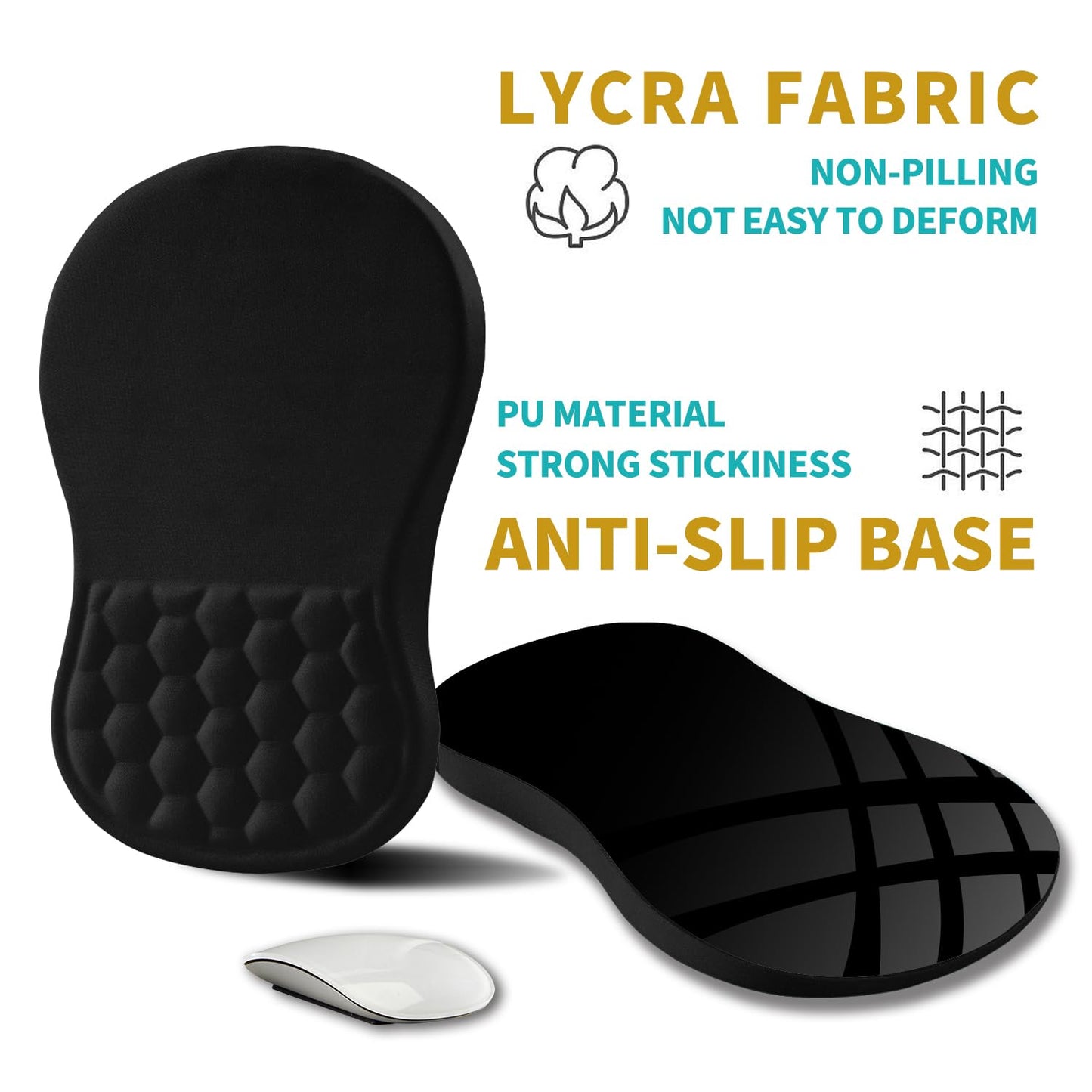 Hokafenle Ergonomic Mouse Pad Wrist Support, Wrist Rest Mousepad for Carpal Tunnel Pain Relief with Integrated Memory Foam Slope Massage Bulge (11.8x7.9 inch,Polar Night