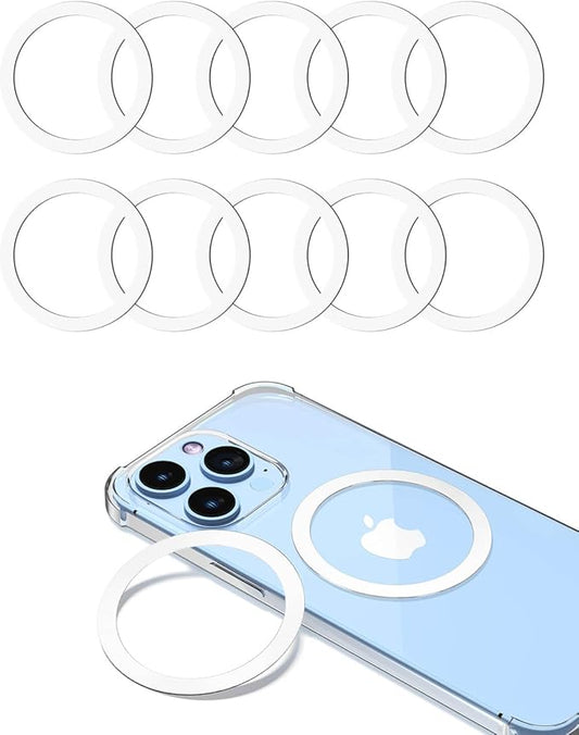 KALAPOP Metal Rings 10PCS,Ultra-Thin(0.4mm) for MagSafe Sticker,Magnetic Adapter,Phone Cases&Wireless Charger,Compatible with iPhone 17/Air/16/15/14/13,Galaxy S24/S23/S22/Kindle(White 10PCS)
