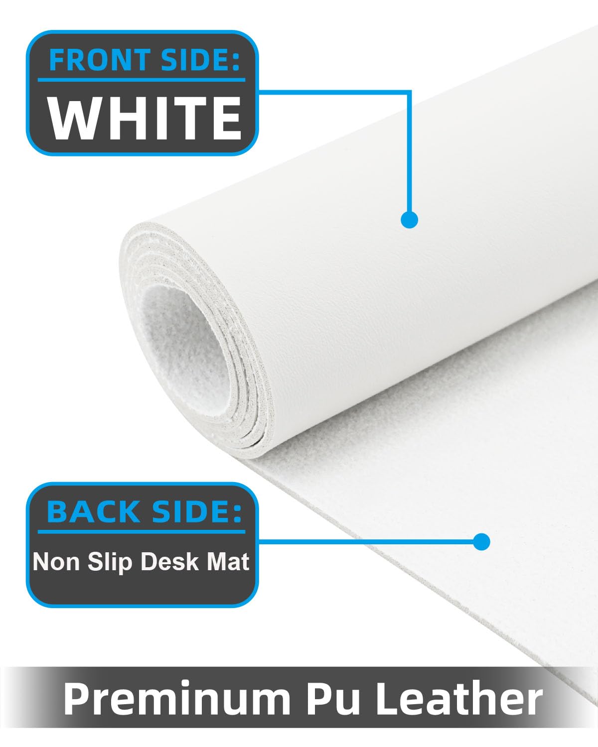 Desk mat Large, Leather Desk Pad Protector,Office Desk Mat,Mouse Pad, Non-Slip Desk Blotter, Laptop Desk Pad, Waterproof Desk Writing Pad for Office&Home (Ivory White, 48" x 24")