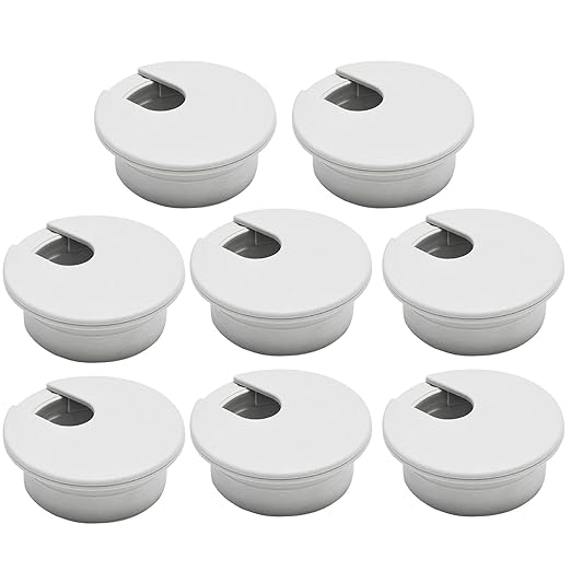 BOPOREAE Desk Grommet 1-3/8" (35 mm), Desk Cord Hole Cover, Cable Grommet ABS Plastic, Desk Hole Grommet for Office and Home Table Cable, Detachable Cable Cord Organizer (Light Grey 8 Pcs)