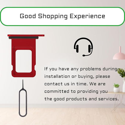 for iPhone XR Red SIM Card Slot Replacement Single SIM Version Card Tray Holder Adapter with Waterproof Rubber Ring Repair Tool Fix Kit Needle Ejector for A1984 A2105 A2106 A2107 A2108