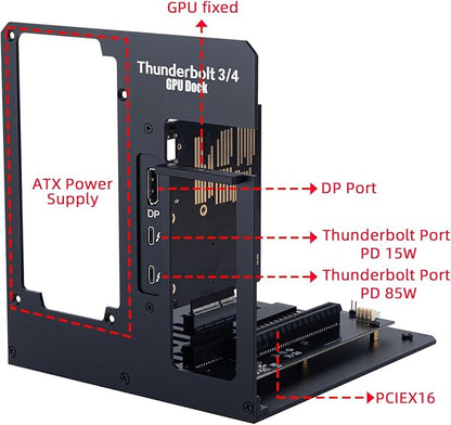 eGPU Enclosure Thunderbolt 3/4 USB4 40Gbps PD 85W Charging External GPU Dock Compatible with NVIDIA/AMD Graphics Cards on Win 10/11 Linux System, ATX Power Supply (MK-L18)