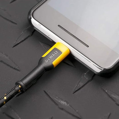 DEWALT Heavy Duty USB to Micro-USB Cable, Jobsite Micro USB Connector Cable, High Speed Charging Cord for Compatible Android Phones, Cameras, Legacy Devices, 6 ft (Black)
