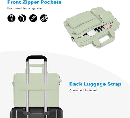 MOSISO Laptop Shoulder Bag, Computer Bag with 2 Raised&1 Flapover&1 Horizontal Pocket&Handle&Belt