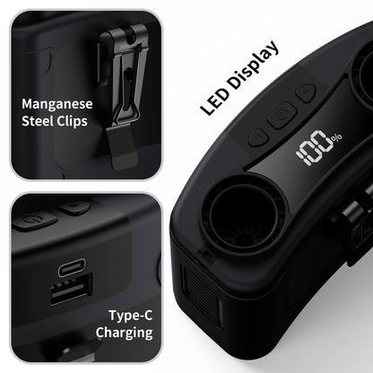 Socool 20000mAh Portable Waist Fan Clip on Wearable Belt Personal Fan Rechargeable, 40H Cooling Battery Operated with 10 Speeds & Dual Air Outlets, Neck Fans Hanging for Outdoor Jobsite Camping