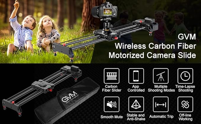 GVM Motorized Camera Slider, 48''/120CM Carbon Fiber Camera Slider with APP Control, Support Video Mode, Time Lapse Photography, Horizontal, Tracking and 120° Panoramic Shooting