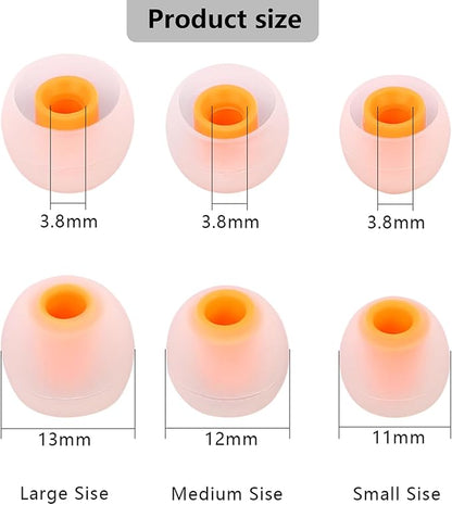 Earbud Replacement Tips Silicone Earbud Tips Earbud Covers Fit for in-Ear Headphones (Inner Hole 3.8mm -5.1mm) Earbud Rubber Tips Eartips 9 Pairs S/M/L