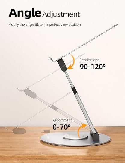 Nulaxy Telescopic 360 Rotating Laptop Stand for Desk Adjustable Height Swivel Pull Out Design Ergonomic Laptop Riser Fits All 10-17" Laptops Computer MacBook, Silver