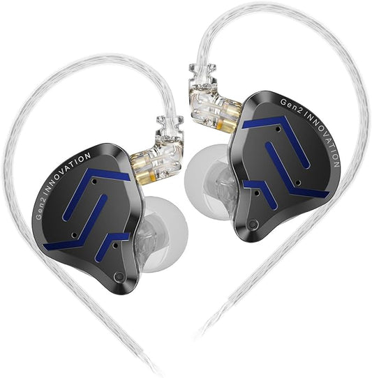 KZ ZSN Pro 2 in-Ear Monitors Headphones Metal Earphones 1BA+1DD Hybrid Technology HiFi Bass Clear Sound IEMs Noise Cancellation Earbuds Wired for Musicians Singer Audiophile(Black,No Mic)