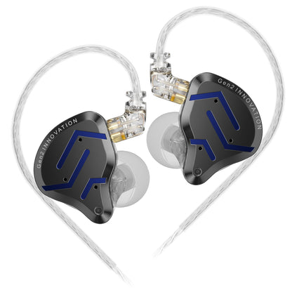 KZ ZSN Pro 2 in-Ear Monitors Headphones Metal Earphones 1BA+1DD Hybrid Technology HiFi Bass Clear Sound IEMs Noise Cancellation Earbuds Wired for Musicians Singer Audiophile(Black,No Mic)