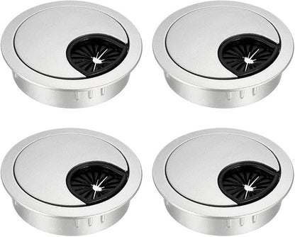 uxcell Cable Hole Cover, 2Inch/50mm Zinc Alloy Desk Wire Cord Cable Grommets Hole Cover for Office PC Desk Cable Cord Organizer, 4Pcs Silver Tone