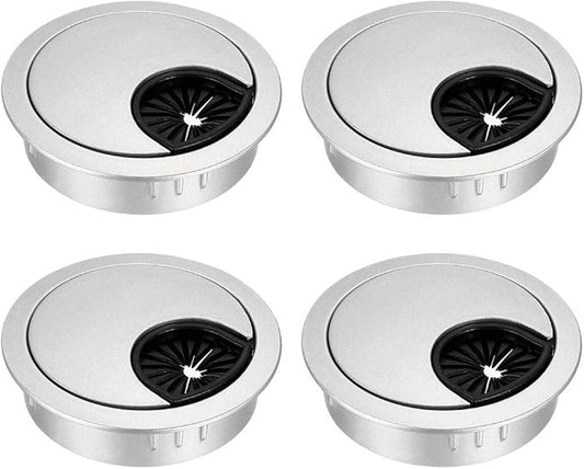 uxcell Cable Hole Cover, 2Inch/50mm Zinc Alloy Desk Wire Cord Cable Grommets Hole Cover for Office PC Desk Cable Cord Organizer, 4Pcs Silver Tone