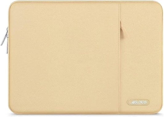 MOSISO Laptop Case 13.3 inch, 13-13.3 inch Laptop Sleeve Compatible with MacBook Air/Pro 13 / Pro 14, HP Dell ASUS Lenovo Notebook, Polyester Vertical Computer Sleeve Bag with Pocket, Camel