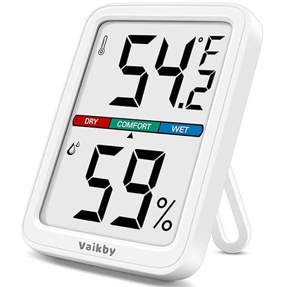Vaikby Precision Hygrometer - Indoor Humidity Meter and Room Thermometer with Temperature Gauge, Digital Monitor for Home Comfort, Wall-Mounted or Tabletop, Energy-Efficient Sensor for Nursery & House
