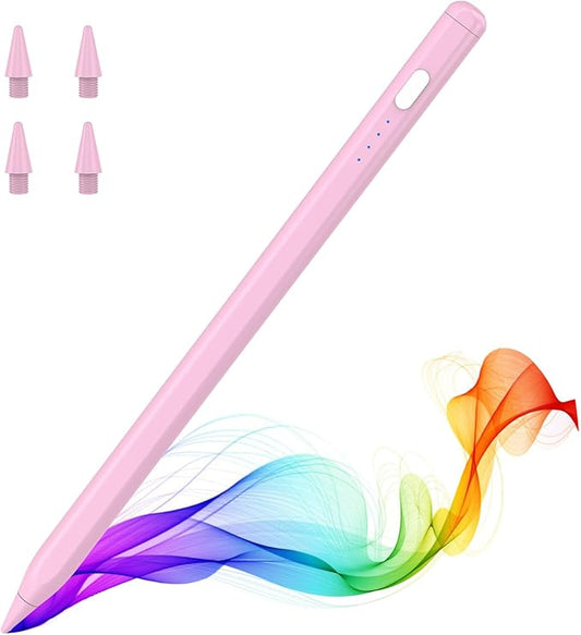 MoKo Pencil for iPad (A16) 11th 10th Gen, Stylus Pen for 2018-2026 Apple iPad 11/10/9/8/7/6/A16, Mini 7/6/5, Air M3/M2 11"/13"/5/4/3, Pro M4 13"/12.9"/11" Tilt Sensitivity, USB-C Fast Charging, Pink