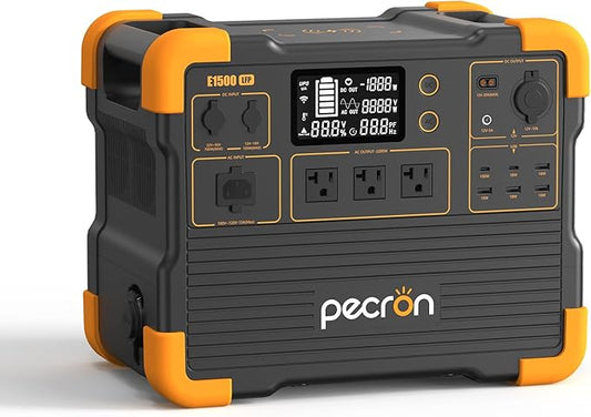 PECRON Portable Power Station, E1500LFP Solar Generator 1536Wh, 2200W AC Output LiFePO4 Battery Backup, Fast Charging Power Station for Home use, RV, and Outdoor Camping